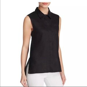 Finity Black Linen Sleeveless Button Down NWT SZ.4